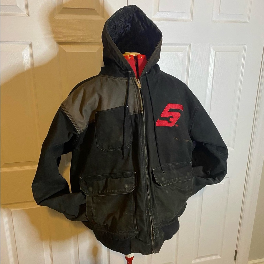 Snap On Tools 95th Anniversary Work CVC Woven Quilt Lined black Jacket with Hood